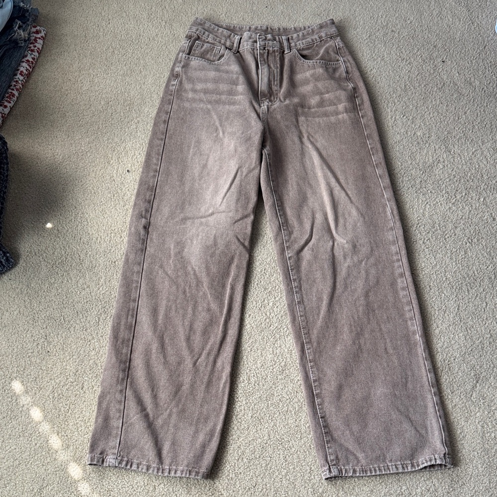 Brown Straight-Leg Jeans